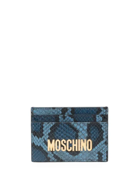 snakeskin-effect logo cardholder