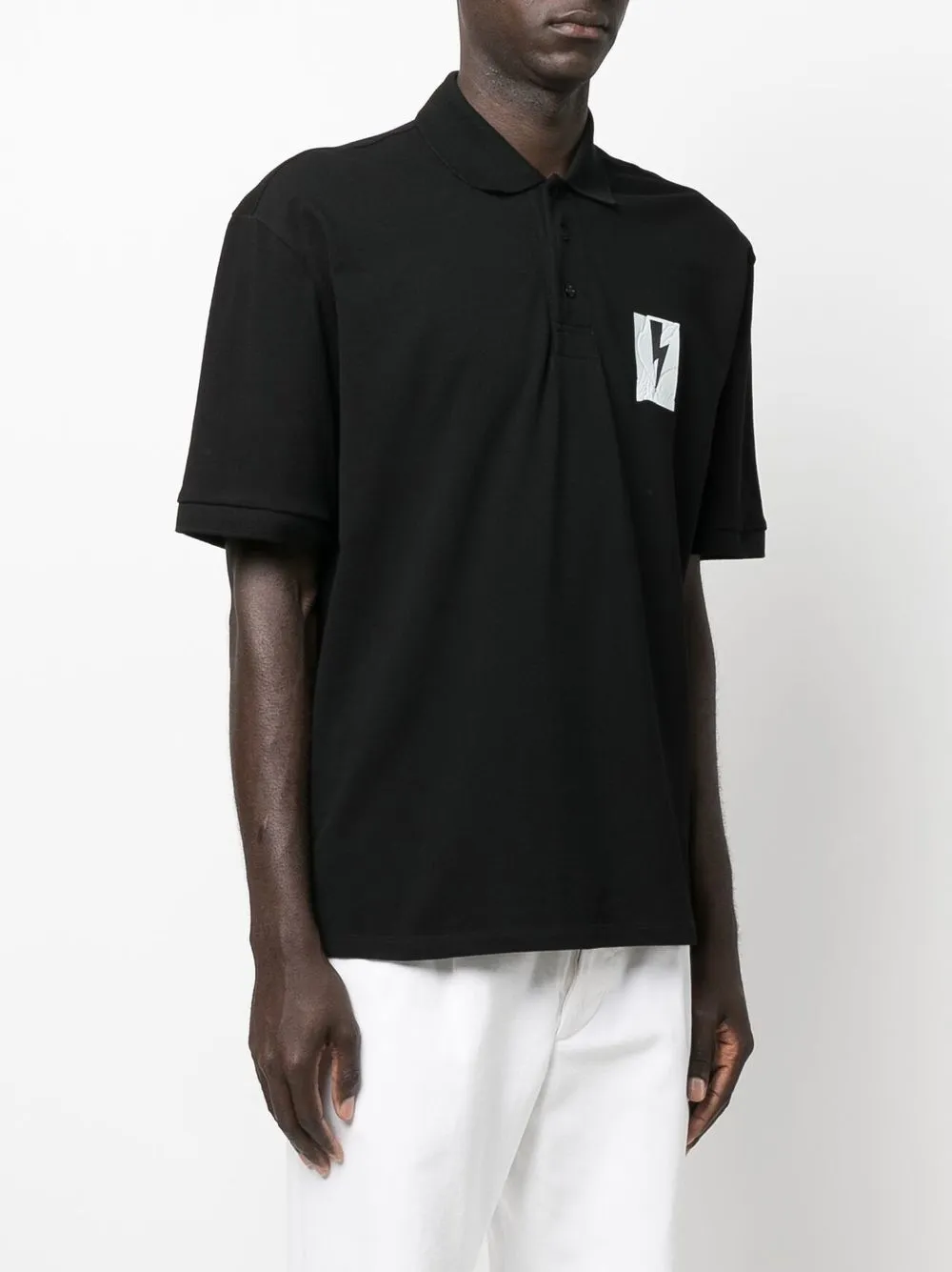  Neil Barrett Poloshirt Mit Logo Patch   Schwarz 