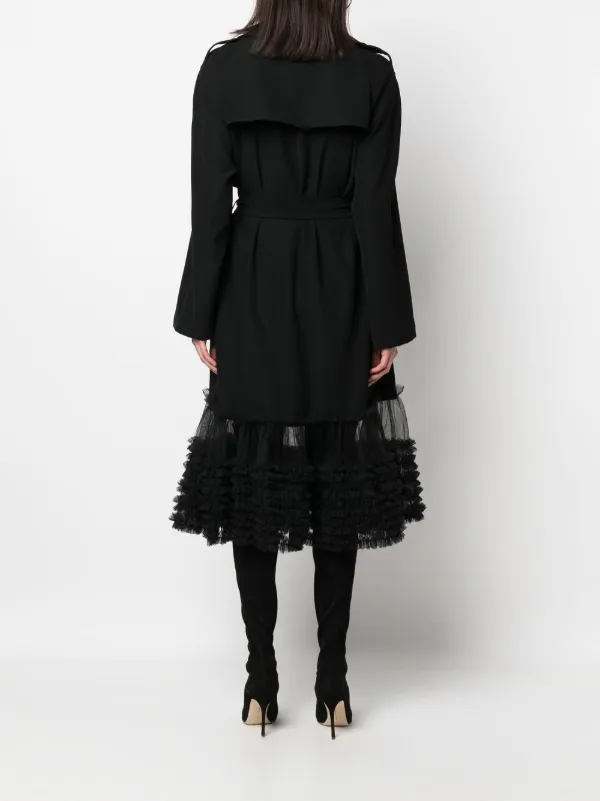 Viktor & Rolf Fancy ruffle-hem Trench Coat | Black | FARFETCH