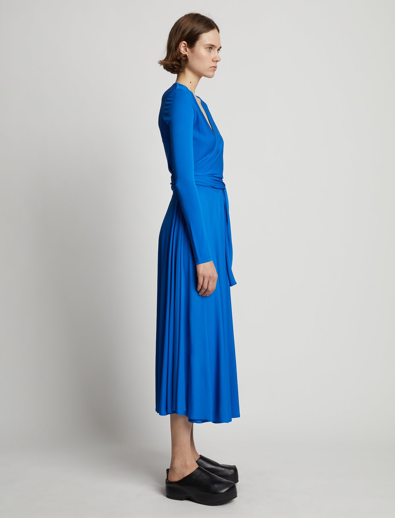 long-sleeved crepe wrap dress #1