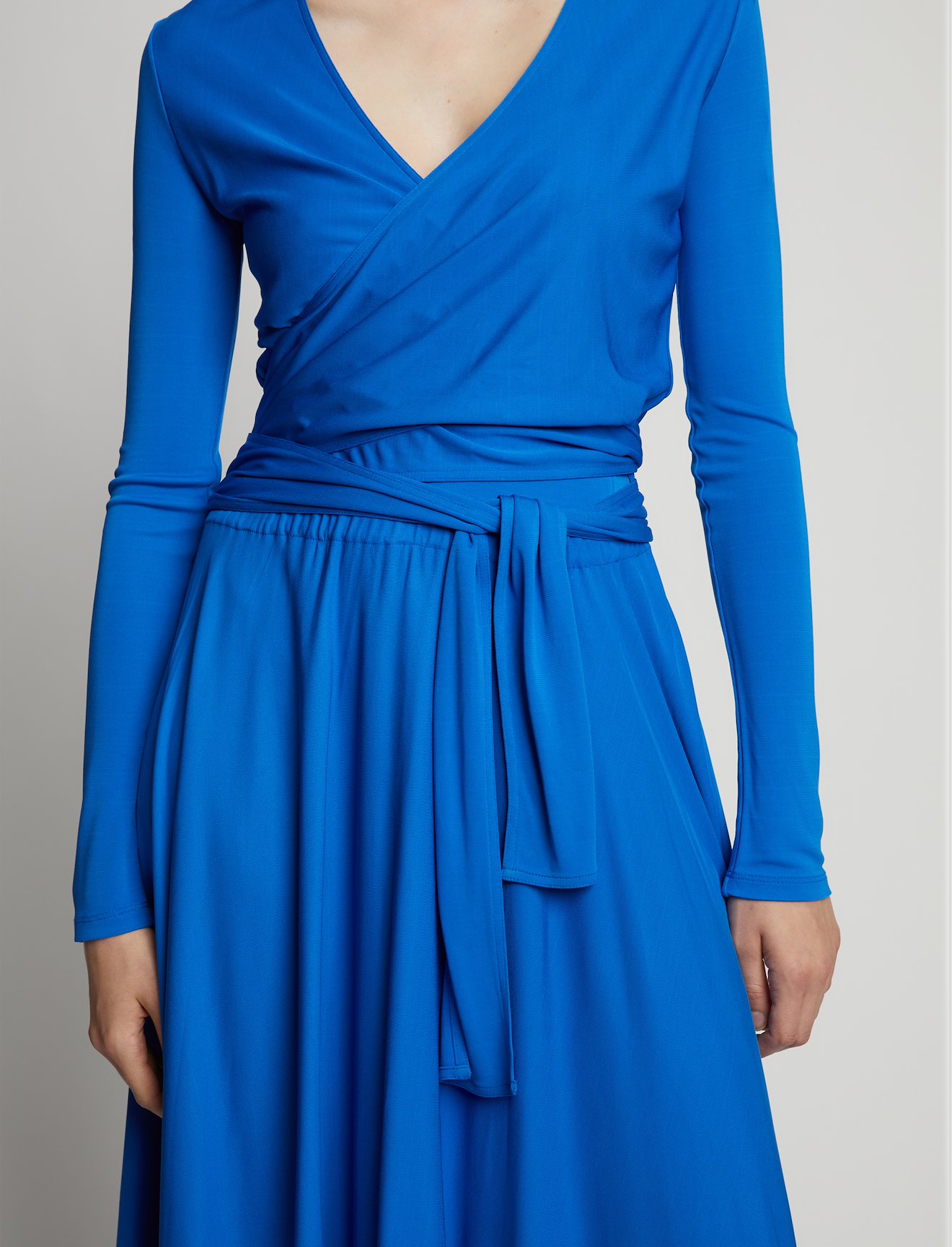 long-sleeved crepe wrap dress #3