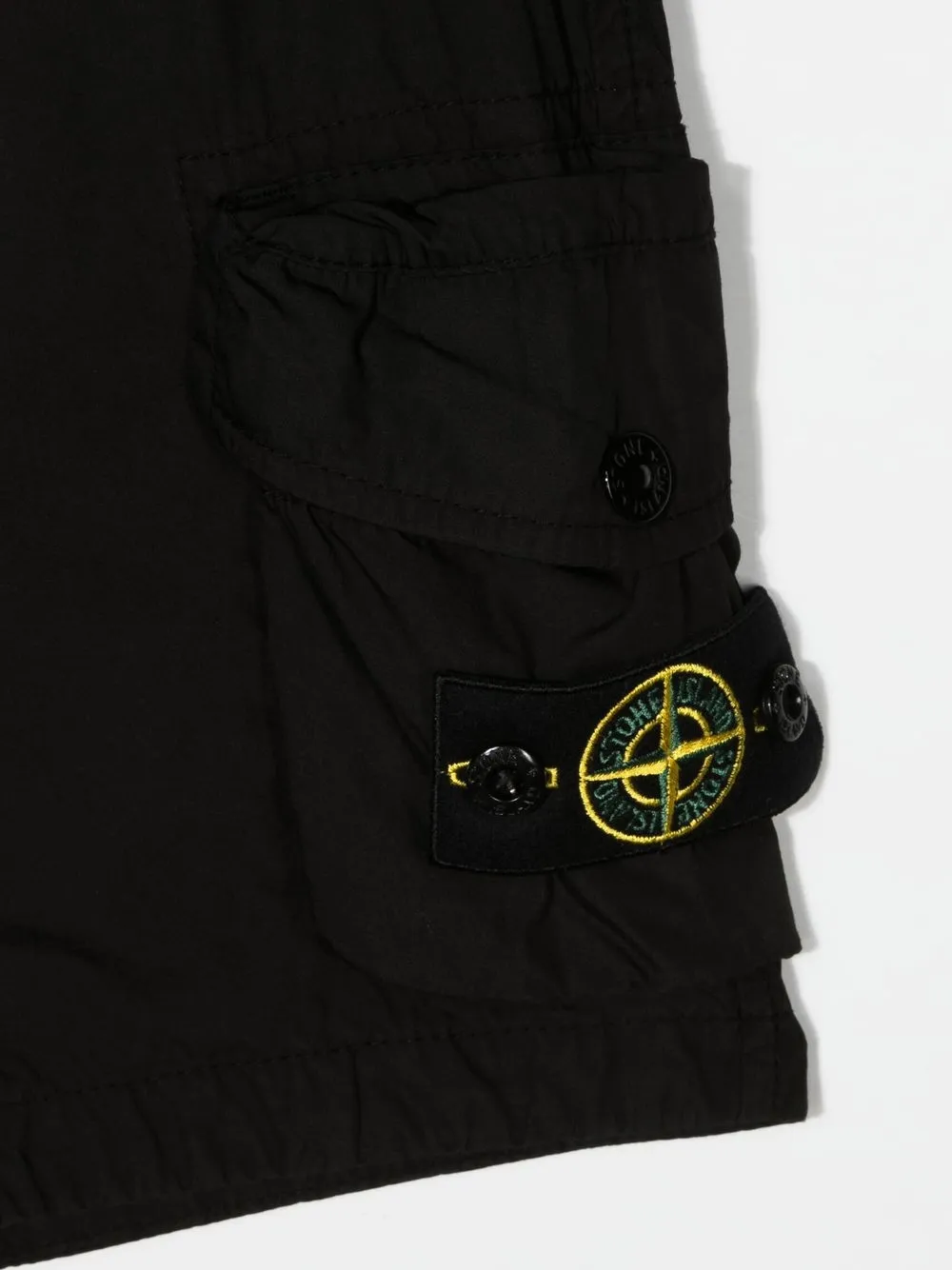 Stone Island Black Cotton Bermuda Shorts With Logo In Black