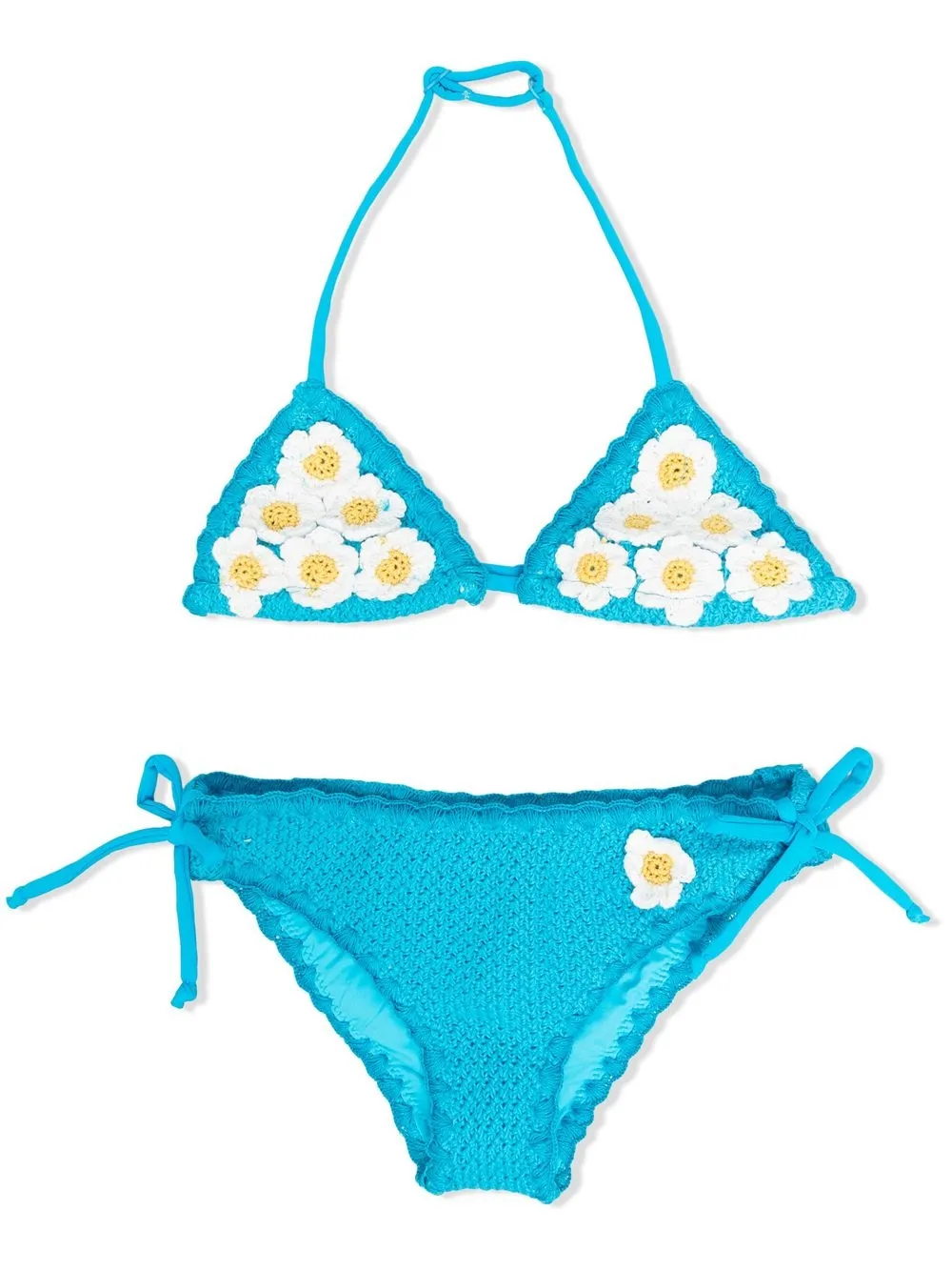 

MC2 Saint Barth Kids bikini de crochet con motivo de margarita - Azul