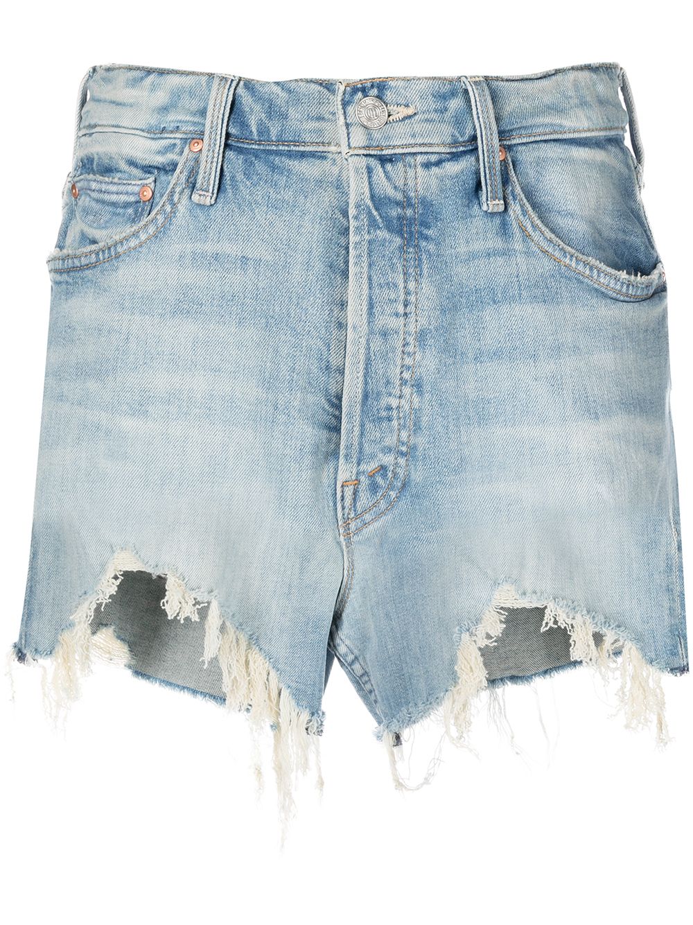 MOTHER Tomcat high-waist frayed short - Blue