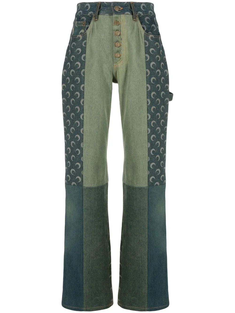 

Marine Serre jeans rectos con diseño patchwork - Verde