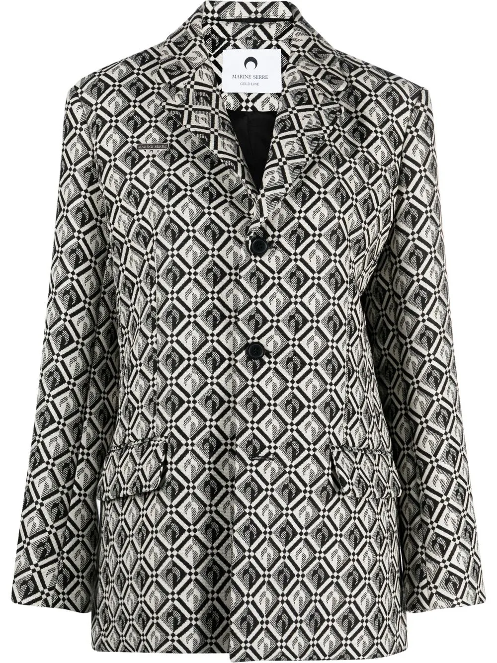 

Marine Serre Moon Diamant print blazer - Black