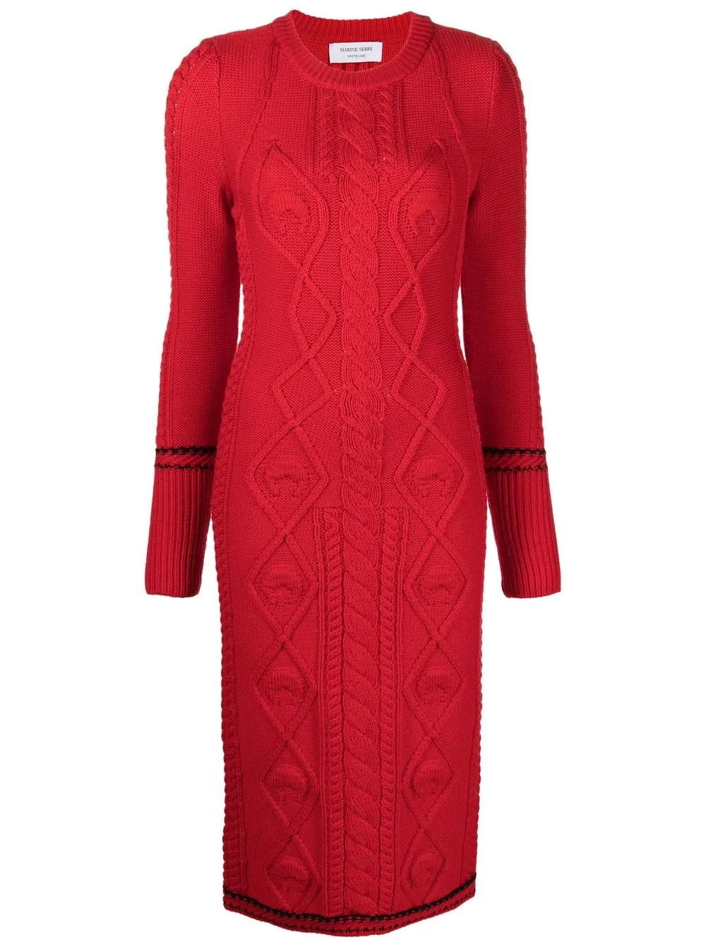 

Marine Serre vestido midi en tejido de ochos - Rojo