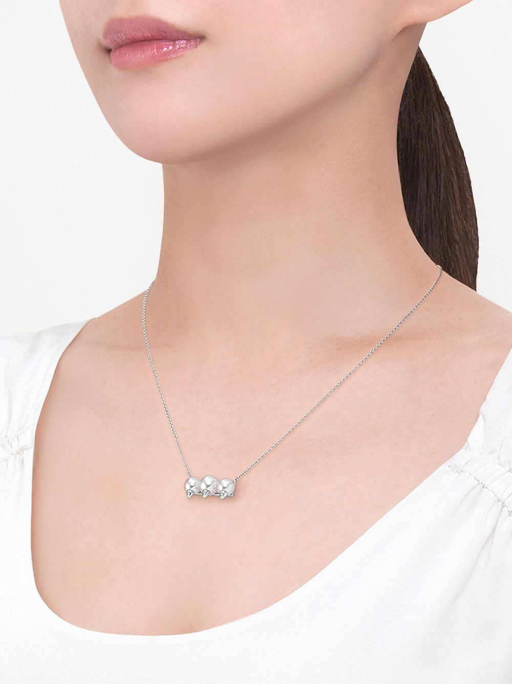 Shop Tasaki 18kt White Gold Collection Line Danger Neo Diamond Pavé Necklace In Silver