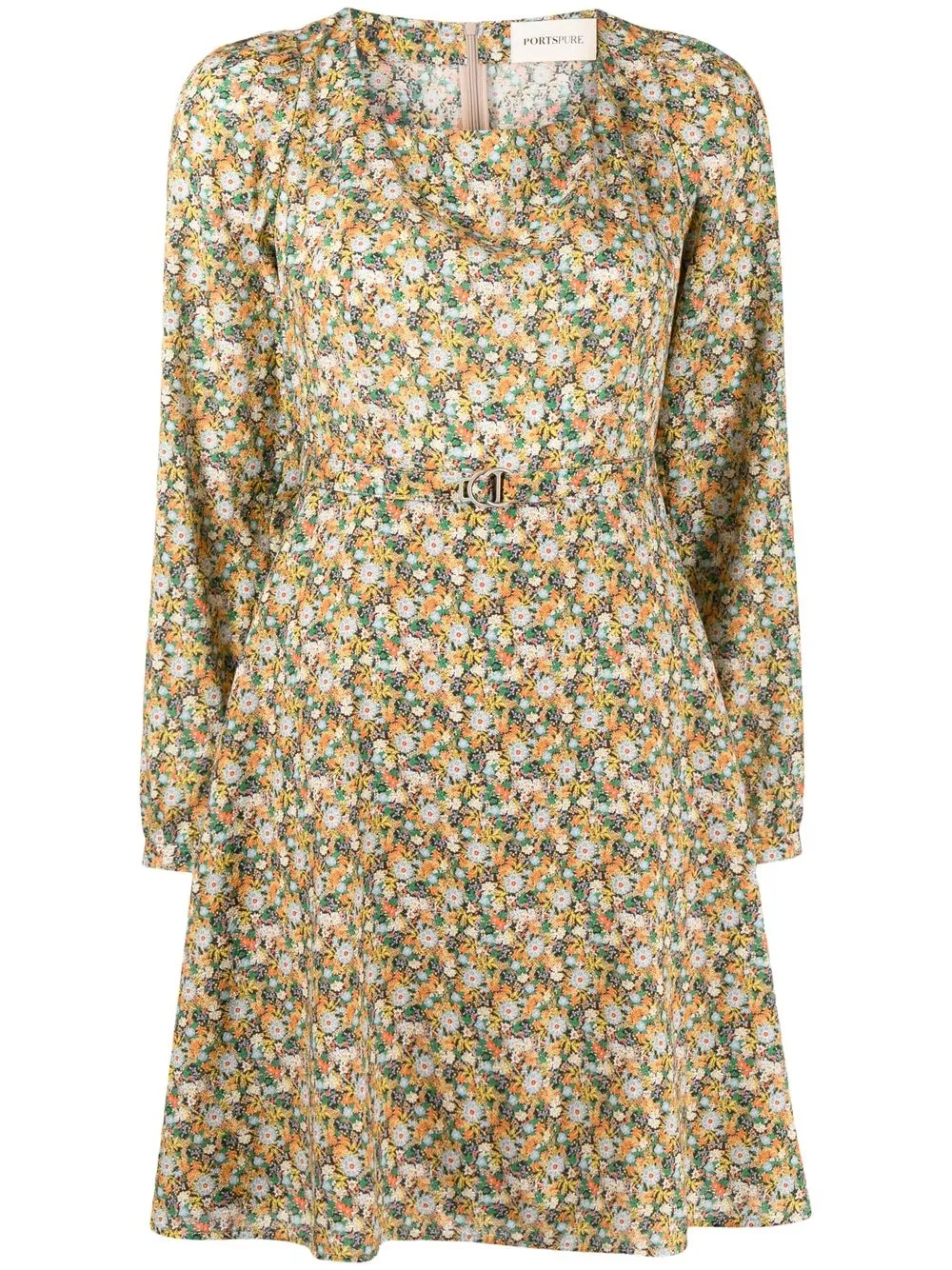 

PortsPURE floral print belted dress - Yellow