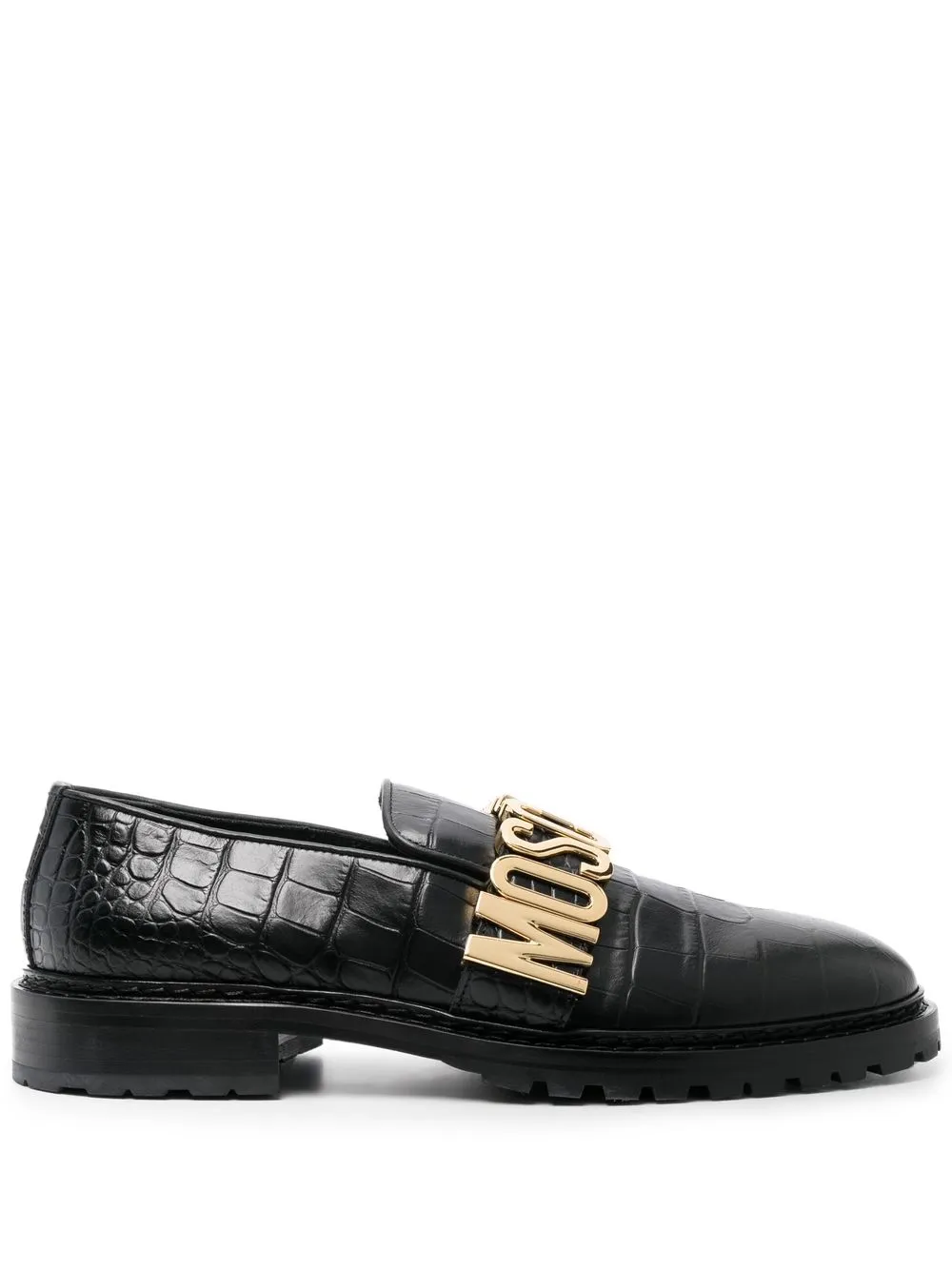 

Moschino croc-embossed logo-plaque loafers - Black