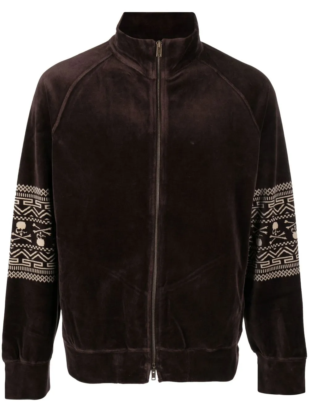 

Mastermind Japan Tribal Skull zip-up velour jacket - Brown