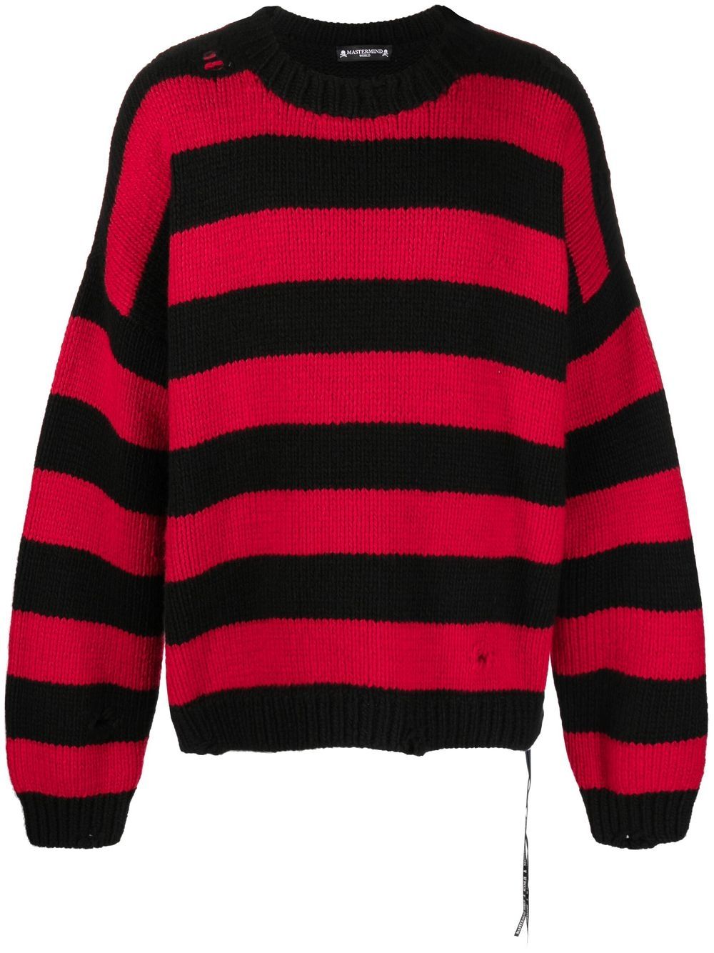 Shop Mastermind Japan Distressed Hand-knit Cashmere Jumper In Red