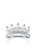 TASAKI 18kt white gold Collection Line Danger plus diamond pavé ring - Silver