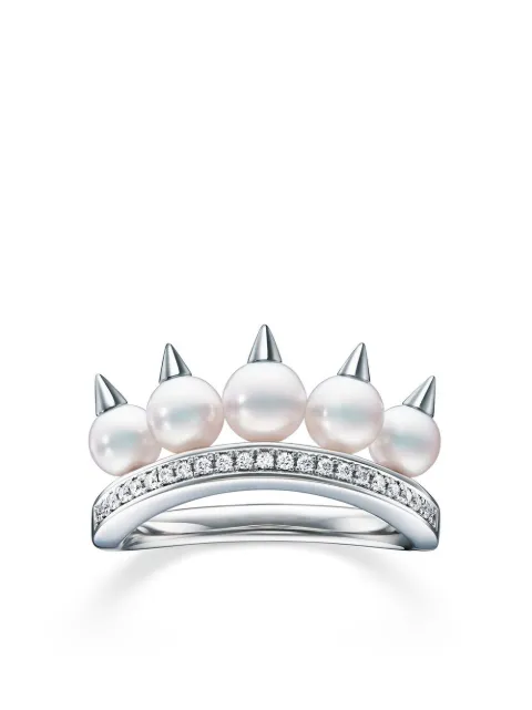 TASAKI anillo Collection Line Danger en oro blanco de 18kt con diamantes en pavé