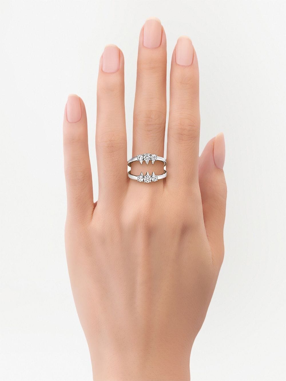 Shop Tasaki 18kt White Gold Collection Line Danger Diamond Ring In Silver