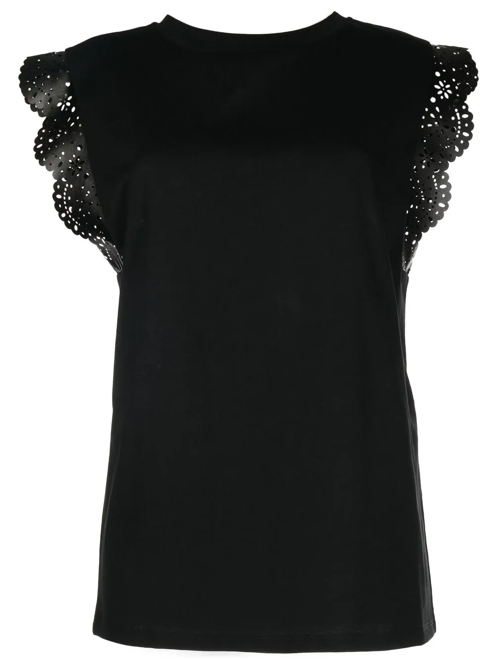 

TWINSET laser-cut flower jersey top - Black