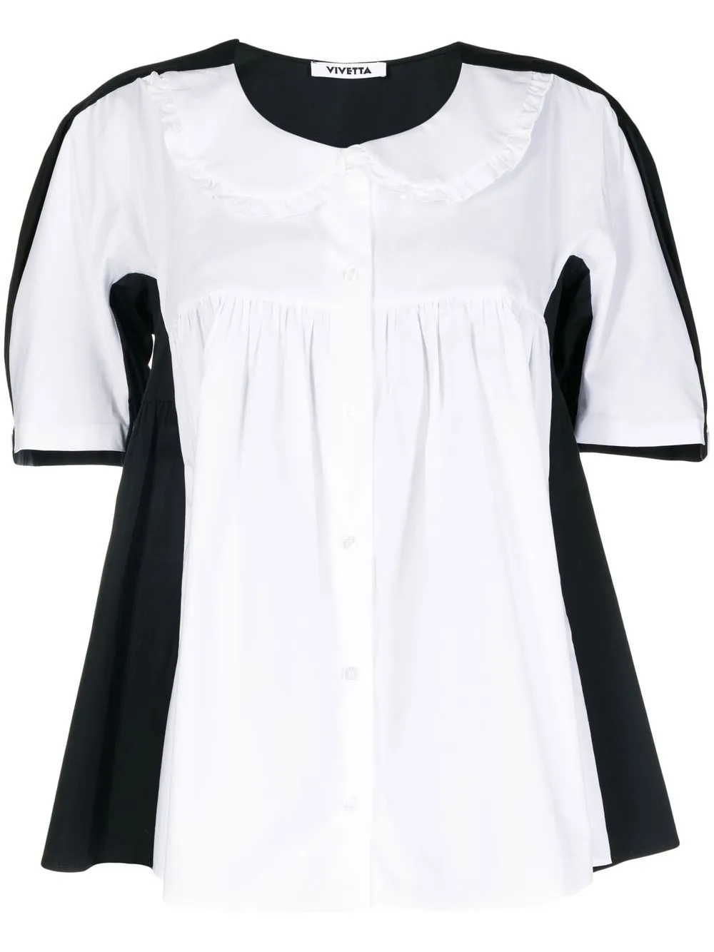 Vivetta Colour-block Ruffled Blouse In Black
