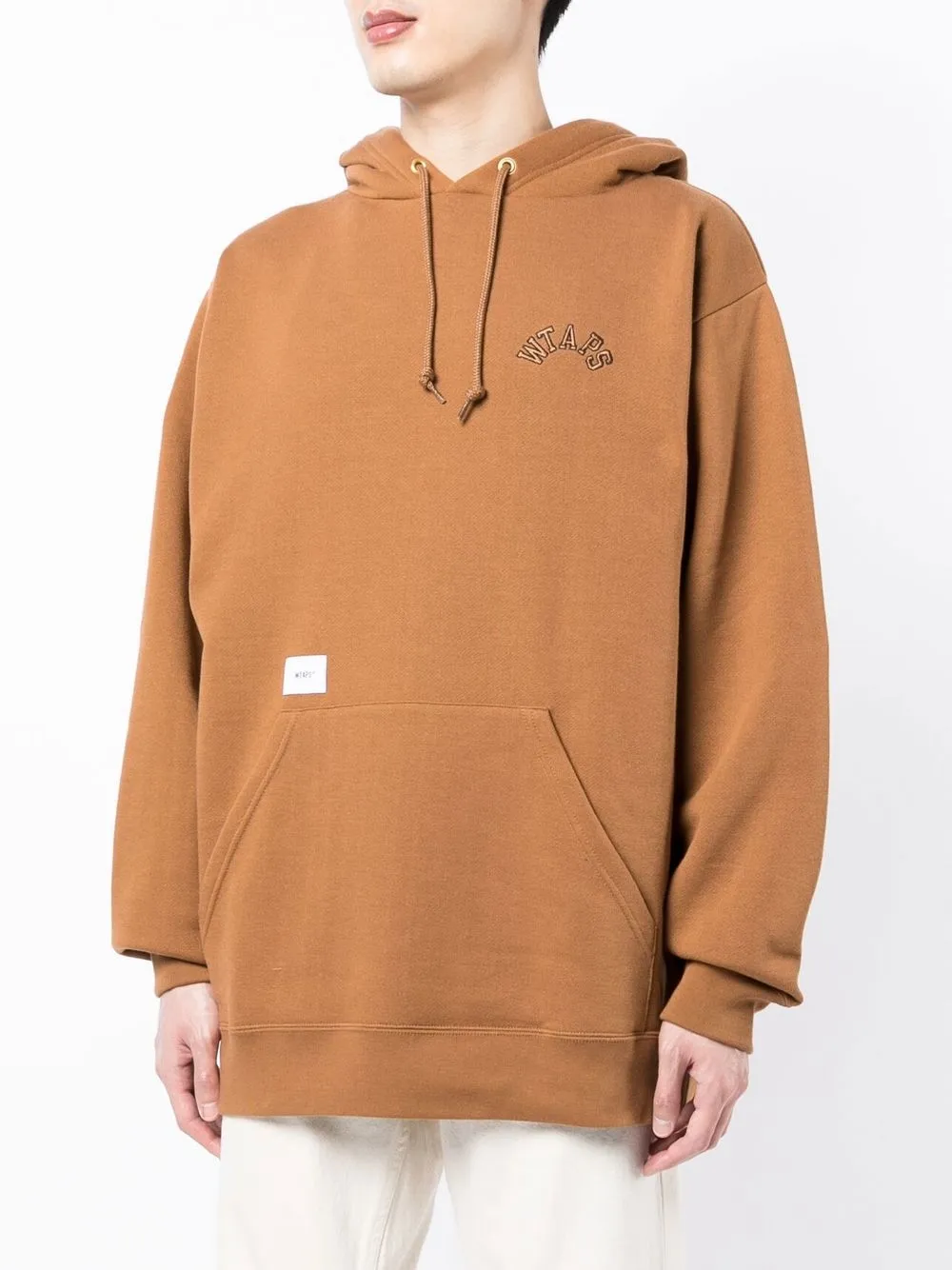 wtaps logo-print pullover hoodie - brown