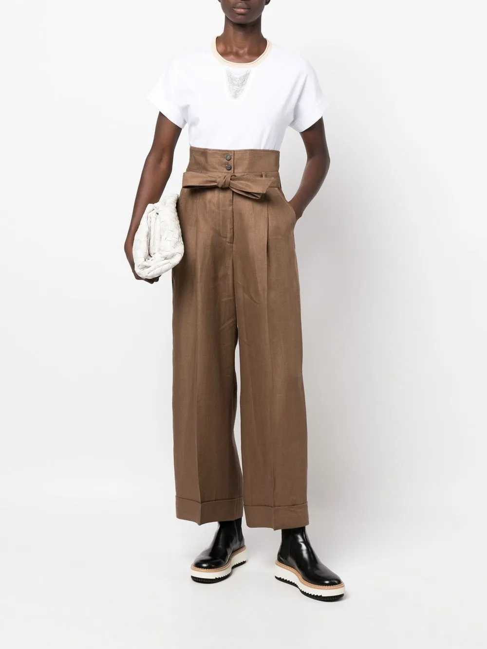 Peserico Cropped broek - Bruin
