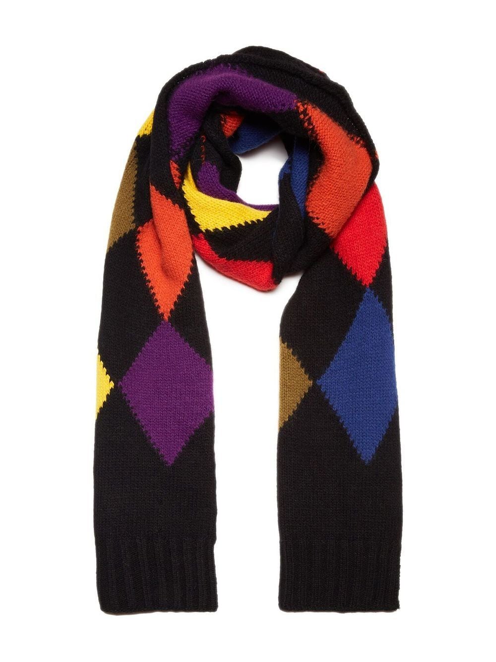 Shop La Doublej Argyle-check Knitted Scarf In Black
