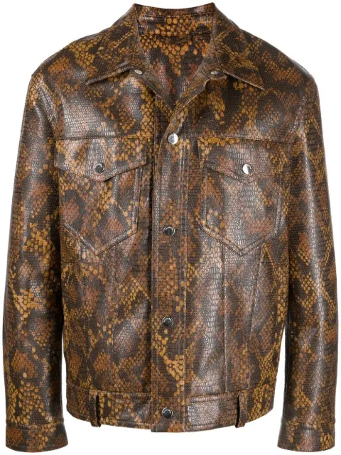Nanushka snakeskin-effect boxy shirt jacket