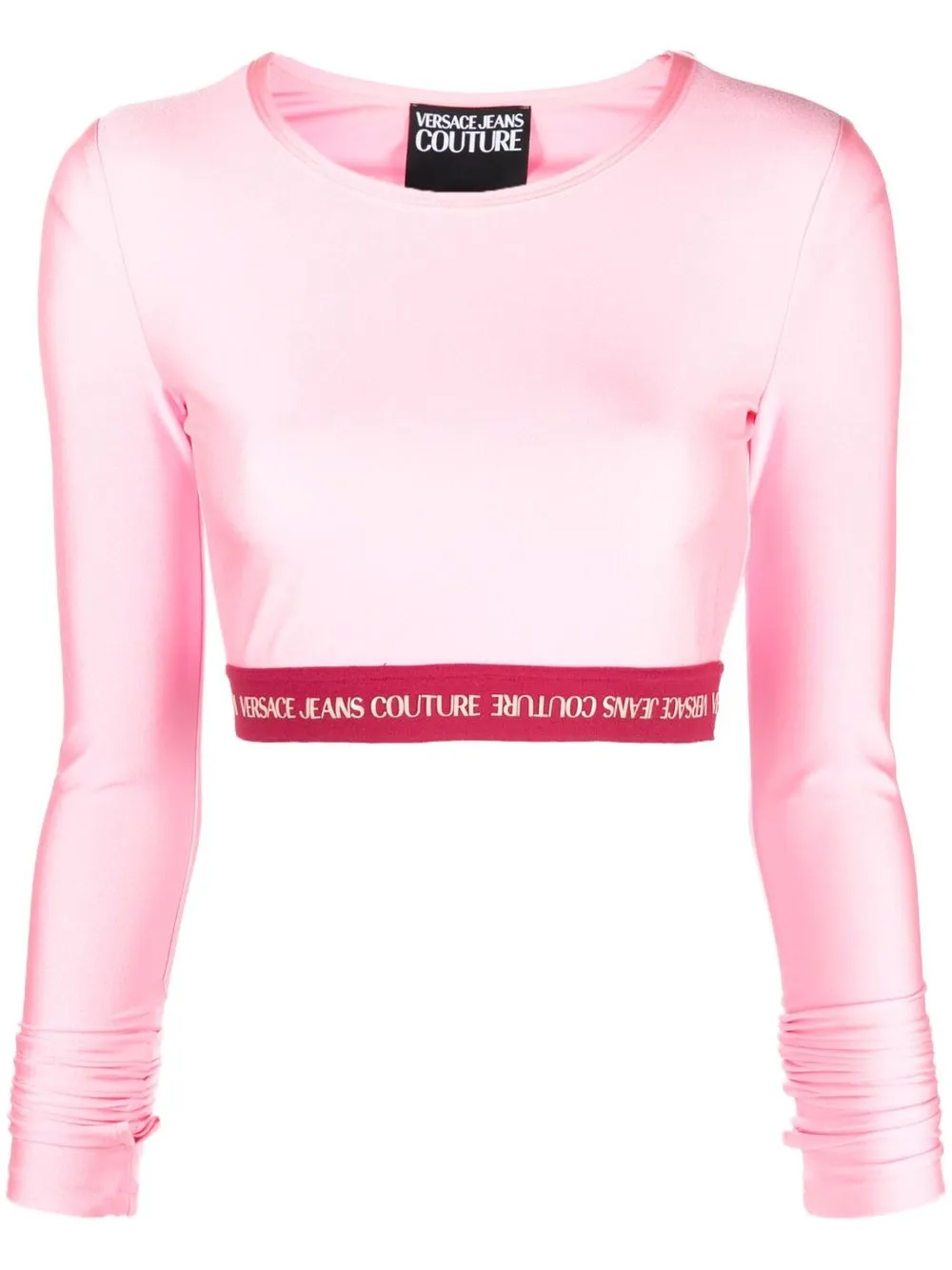 

Versace Jeans Couture top corto con banda del logo - Rosado