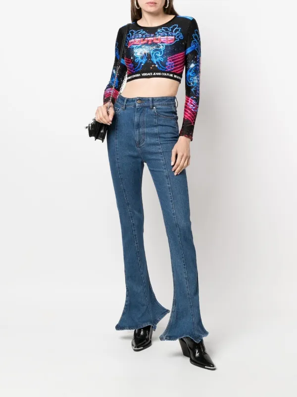 Versace Jeans Couture クロップド トップ | ブルー | FARFETCH JP