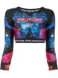 Versace Jeans Couture logo-print cropped top - Blue