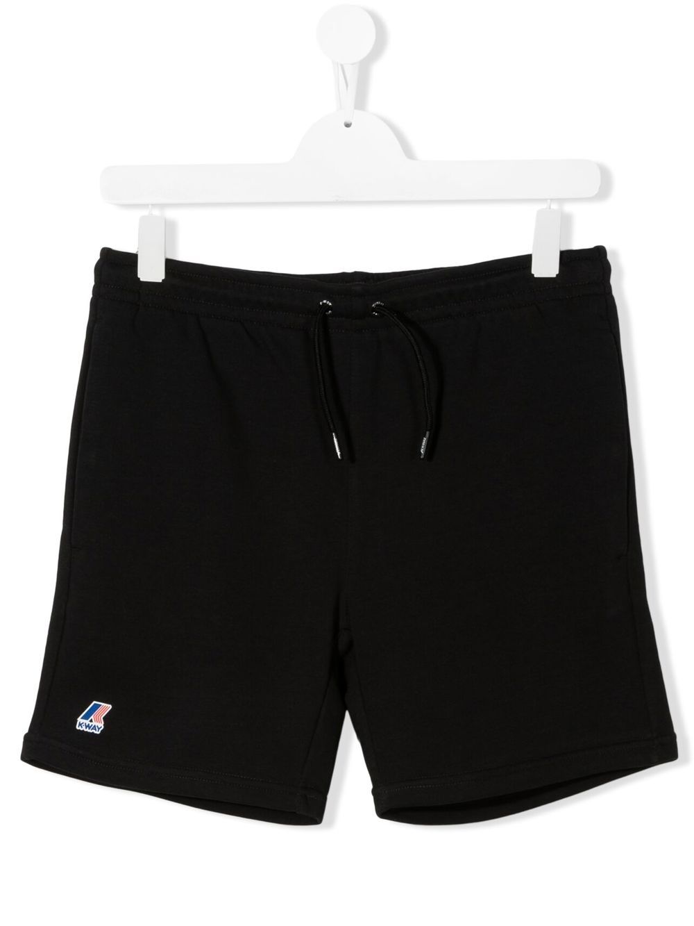 K Way Kids TEEN logo-print cotton track shorts - Black