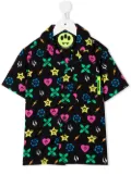 Barrow kids monogram-pattern polo shirt - Black