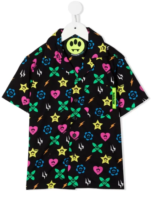 Barrow kids monogram-pattern polo shirt