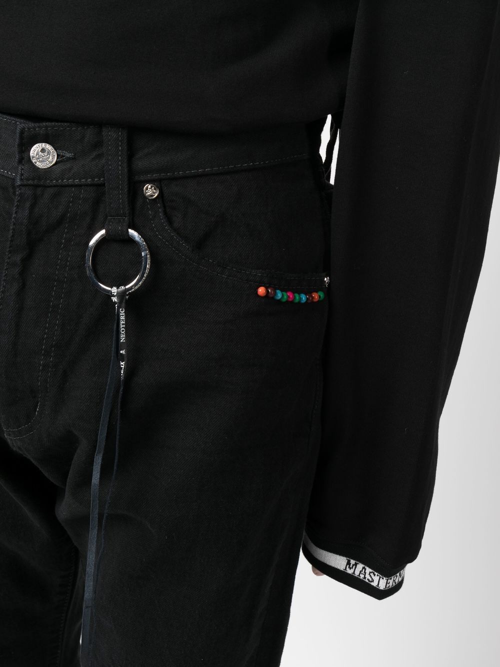Shop Mastermind Japan Bead Detailing Slim-fit Denim Jeans In Black