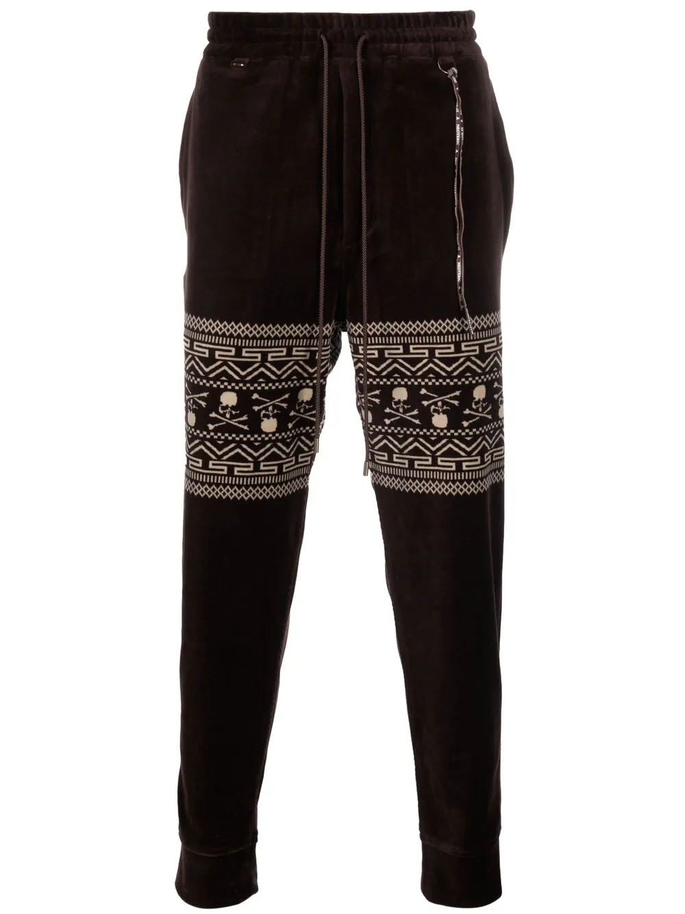 

Mastermind Japan Tribal Skull velour track pants - Brown
