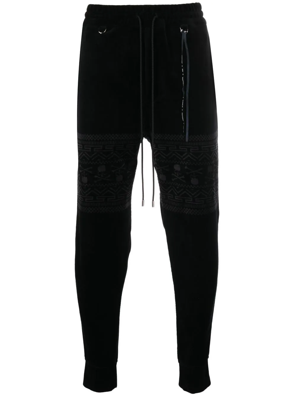 

Mastermind Japan skull-print velour track pants - Black