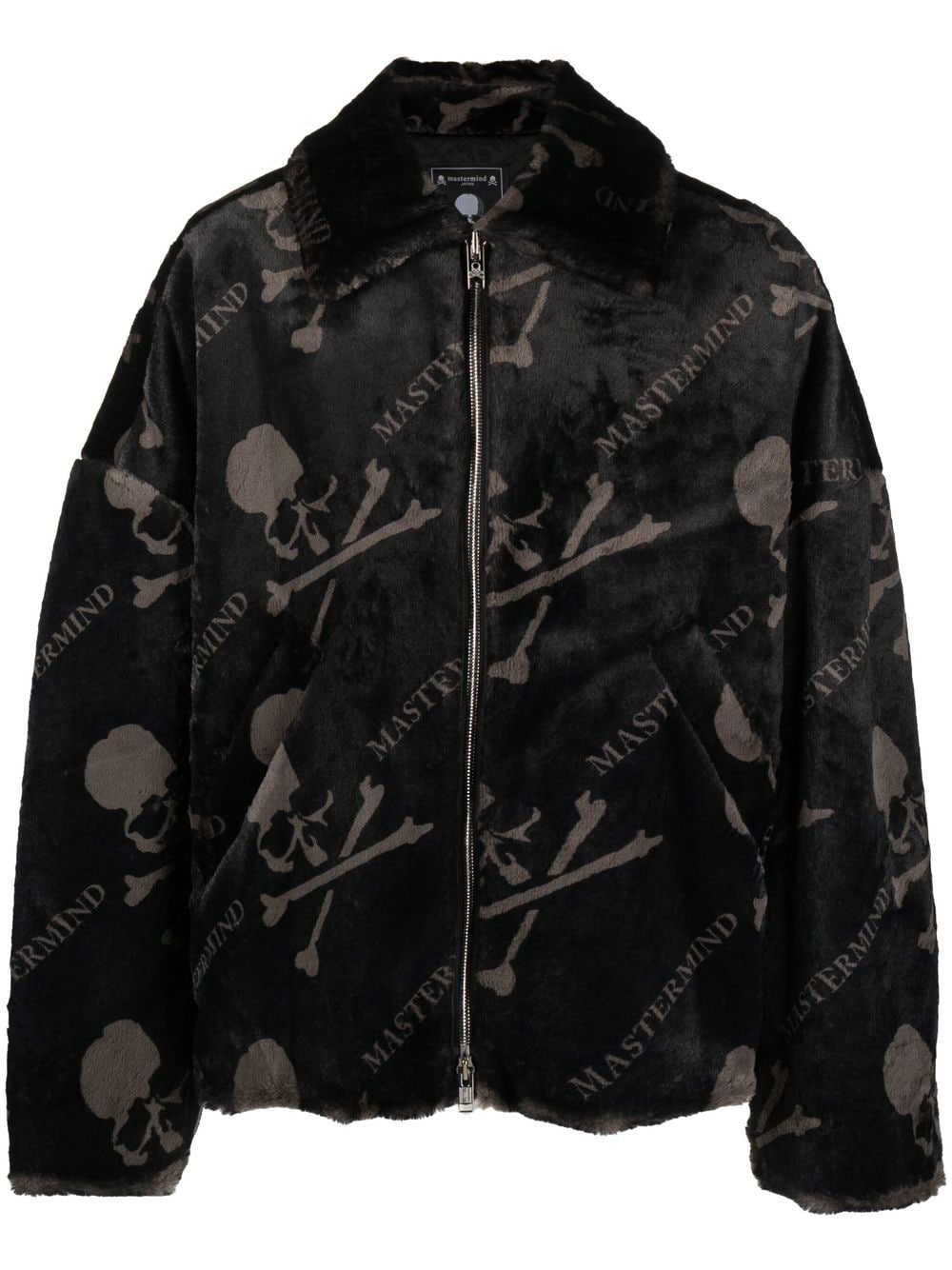 Mastermind Japan faux-fur skull-print jacket - Black