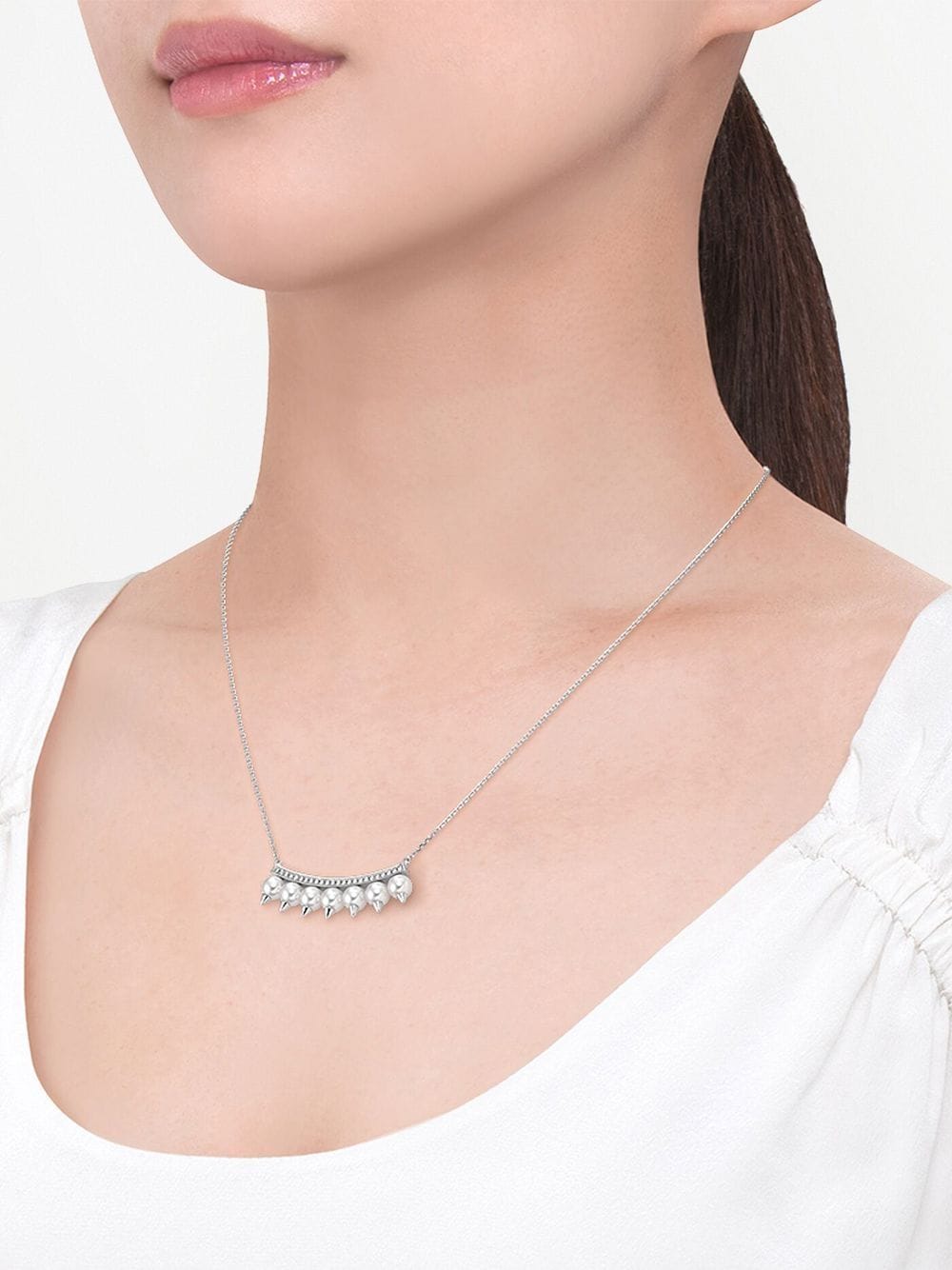 Shop Tasaki 18kt White Gold Collection Line Danger Plus Diamond Pavé Necklace In Silver