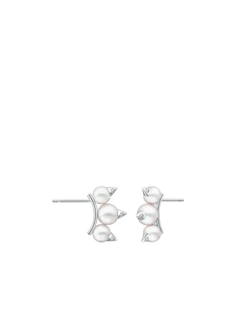 TASAKI 18kt white gold Collection Line Danger neo diamond pavé earrings