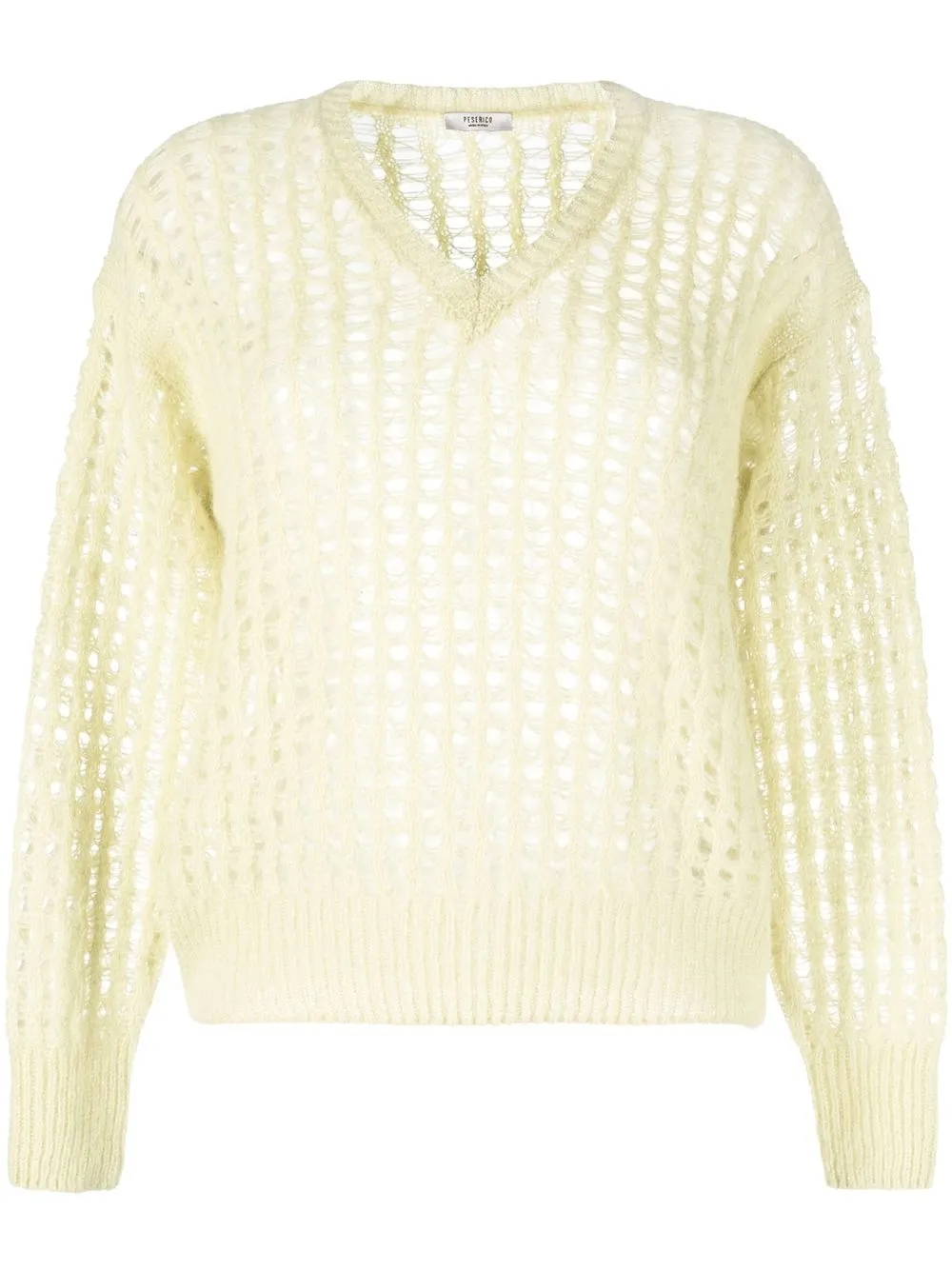 

Peserico Wavy-mesh V-neck jumper - Yellow