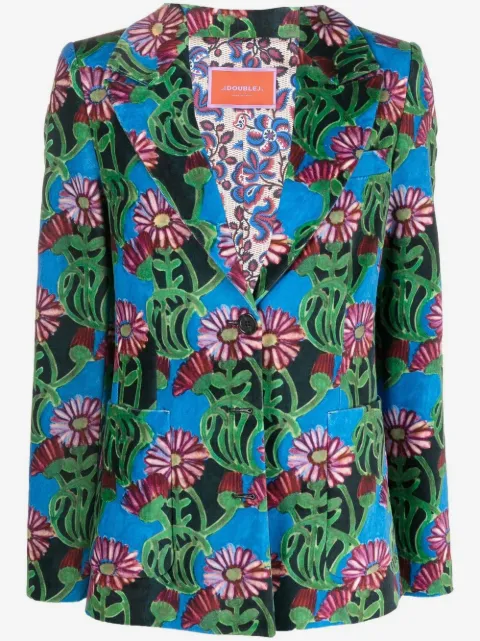La DoubleJ floral-print single-breasted blazer