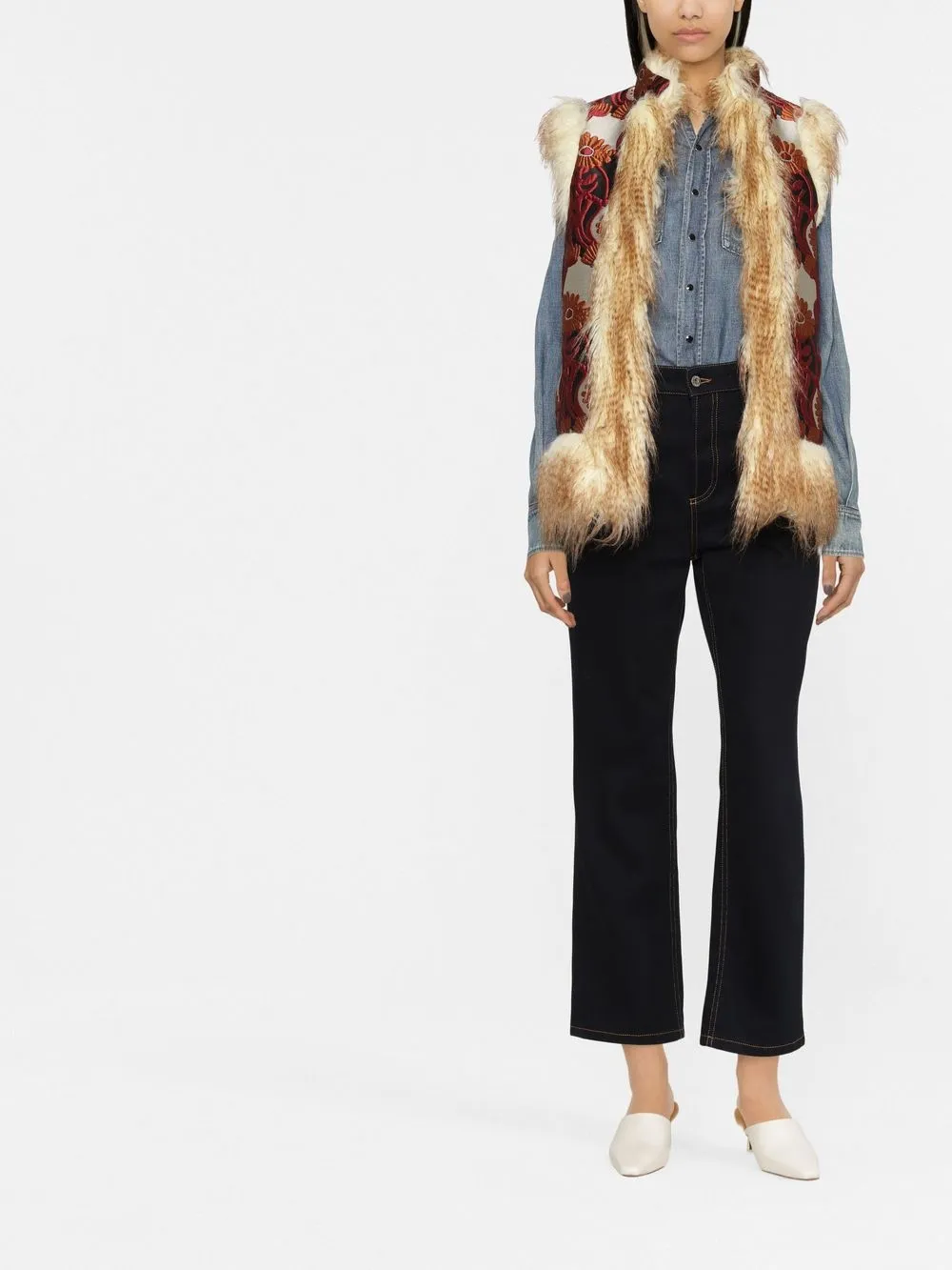 La DoubleJ Gilet met afwerking van imitatiebont - Beige
