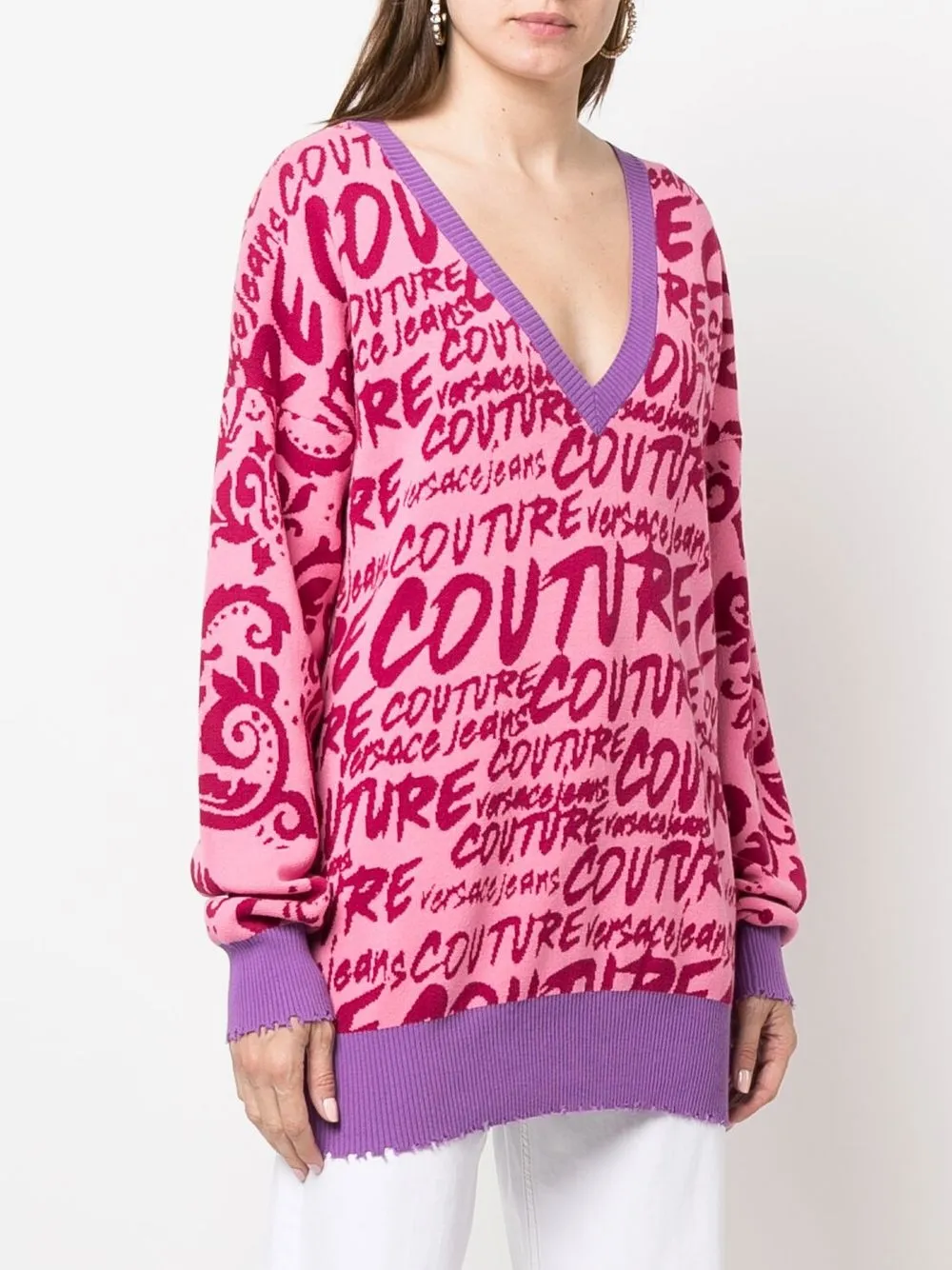  Versace Jeans Couture Pullover Mit Logo   Rosa 