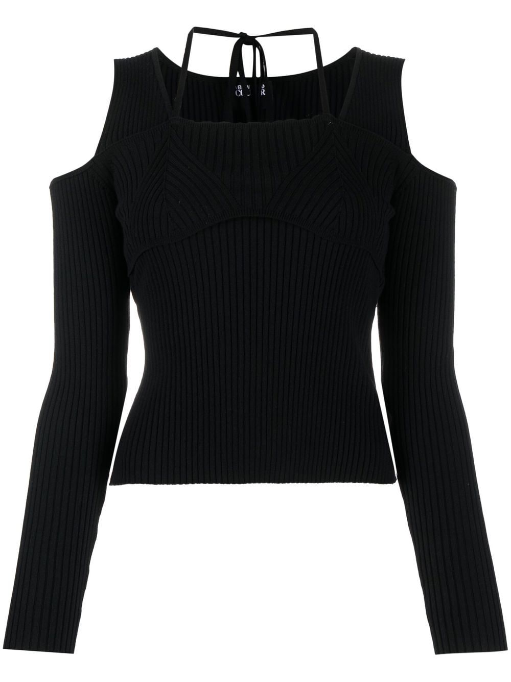 Image 1 of Versace Jeans Couture open-shoulder ribbed jumper