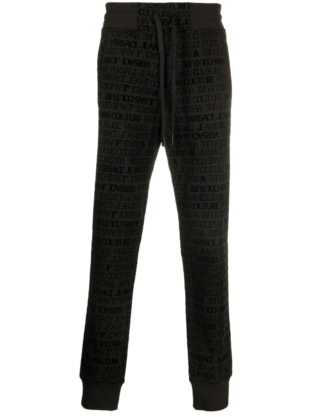 Versace Jeans Couture monogram-pattern drawstring track-pants - Black