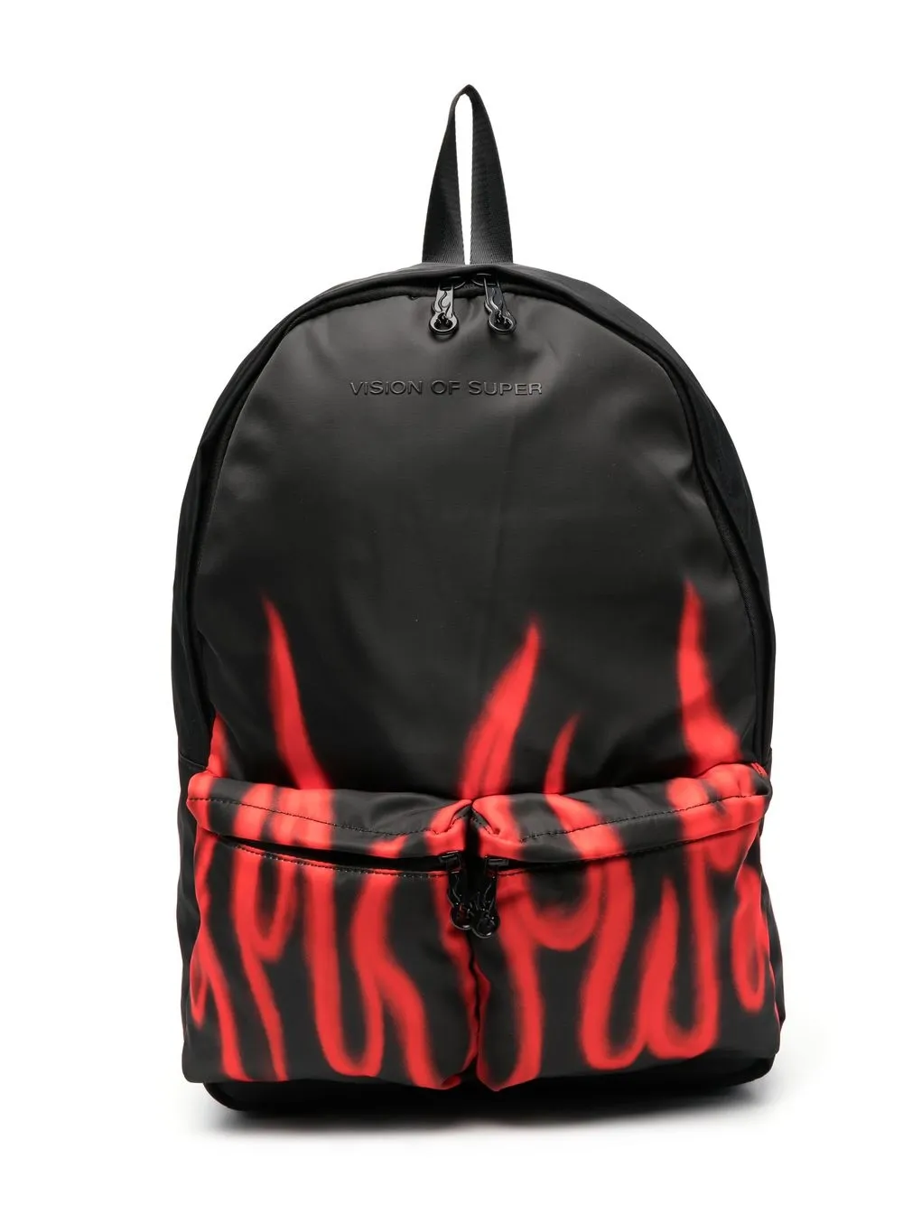 Vision Of Super Kids' Flame-print Zipped Backpack In Black