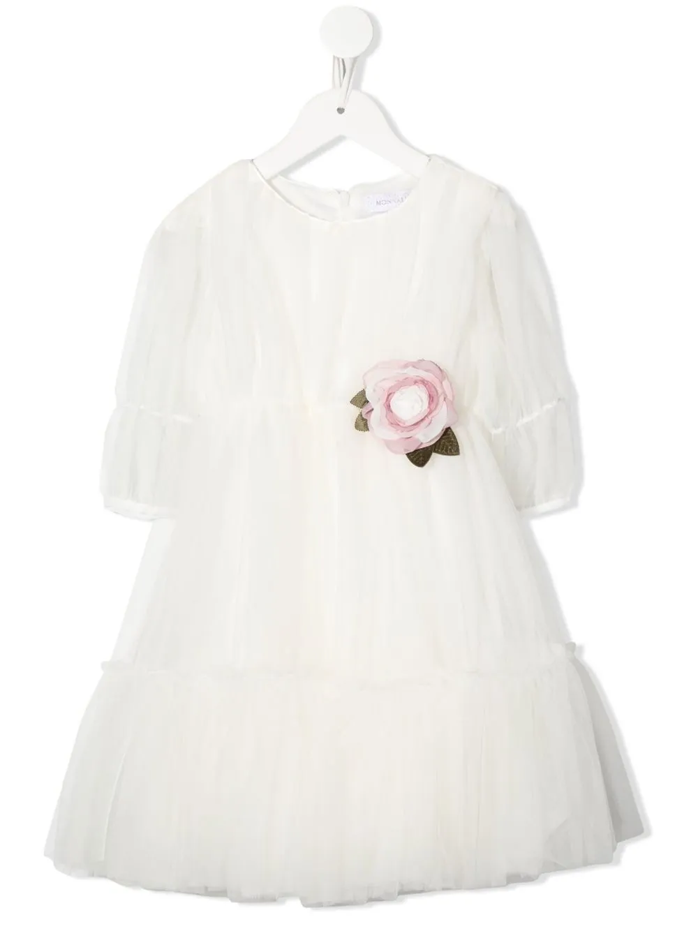 

Monnalisa vestido de tul con aplique floral - Blanco