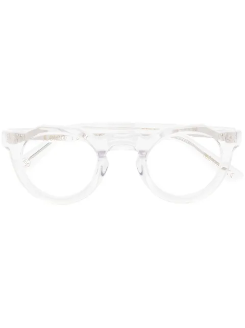Lesca Pica tortoise round-frame glasses