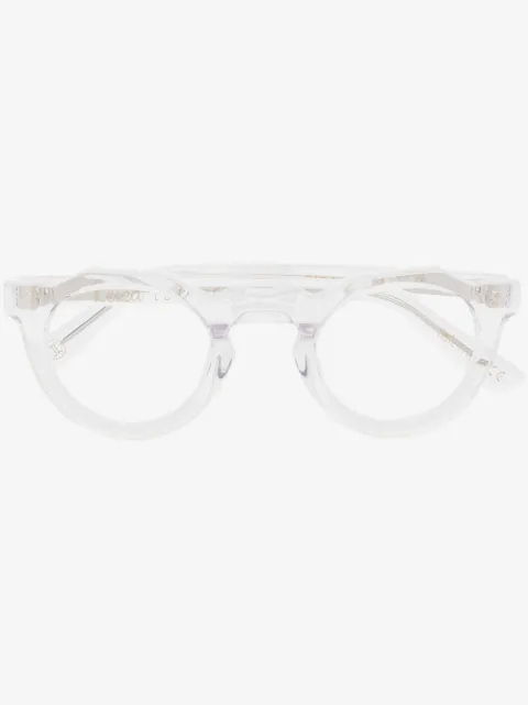 Lesca Pica tortoise round-frame glasses