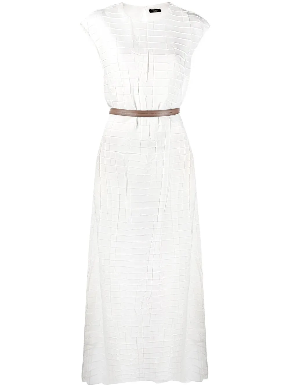 

Peserico plissé-effect belted maxi dress - White