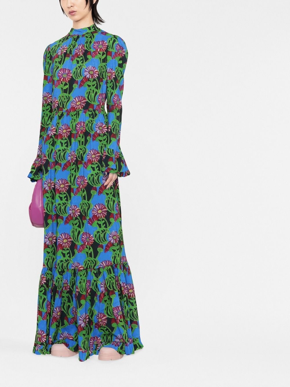 La DoubleJ Maxi-jurk met bloemenprint - Groen