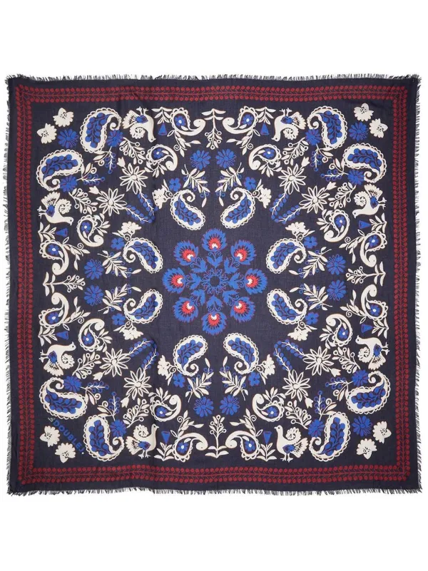 La DoubleJ Forest Bandana-print Scarf in Blue